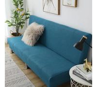 Funda elástica para futón sin brazos, funda de colchón suave con parte inferior elástica, fundas de futón de color sólido, lavable, protector de muebles para niños, mascotas, perros, gatos (L(75-91