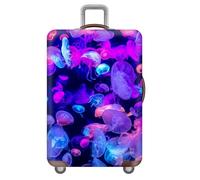 Funda EláStica para Maleta De Viaje,Arquitectura Ciudad Cielo Estrellado Mundo Submarino Animales AntiarañAzos Funda Protectora para Maleta,Lavable Personalizada Luggage Cover (Morado,M(22-24inch))