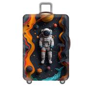 Funda EláStica para Maleta De Viaje,Arquitectura Ciudad Cielo Estrellado Mundo Submarino Animales AntiarañAzos Funda Protectora para Maleta,Lavable Personalizada Luggage Cover (Negro,L(25-28inch))