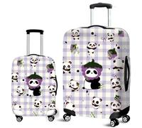 Funda Elástica para Maleta,Funda Lavable con Cremallera Estampado de Panda 3D,Resistente y Antiarañazos para Maletas con Ruedas,Luggage Cover para Adolescentes Niños Niñas (Morado 2,L)