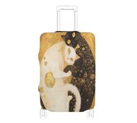 Funda elástica para maleta, resistente a los arañazos, ajuste elástico, protector de maleta, para equipaje de 18 a 32 pulgadas, Boho Tai Chi, gatos blancos y negros, M 22-24 in