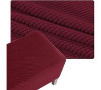Funda Elástica para Puf/Puff Cuadrado, Protectora de Tela Jacquard con Borde Antideslizante para Ottoman, Poggiapies o Sillón - 40x40 50x50 60x60 cm, Lavable(Wine-Red,32x32in/80x80cm)