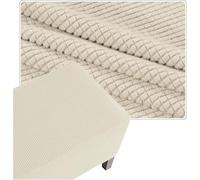 Funda Elástica para Puf/Puff Cuadrado, Protectora de Tela Jacquard con Borde Antideslizante para Ottoman, Poggiapies o Sillón - 40x40 50x50 60x60 cm, Lavable(Beige,32x32in/80x80cm)