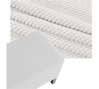 Funda Elástica para Puf/Puff Cuadrado, Protectora de Tela Jacquard con Borde Antideslizante para Ottoman, Poggiapies o Sillón - 40x40 50x50 60x60 cm, Lavable(White,32x32in/80x80cm)