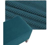 Funda Elástica para Puf/Puff Cuadrado, Protectora de Tela Jacquard con Borde Antideslizante para Ottoman, Poggiapies o Sillón - 40x40 50x50 60x60 cm, Lavable(Dark-Blue,14x14in/35x35cm)