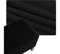 Funda Elástica para Puf/Puff Cuadrado, Protectora de Tela Jacquard con Borde Antideslizante para Ottoman, Poggiapies o Sillón - 40x40 50x50 60x60 cm, Lavable(Negro,40x40in/100x100cm)