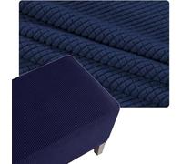 Funda Elástica para Puf/Puff Cuadrado, Protectora de Tela Jacquard con Borde Antideslizante para Ottoman, Poggiapies o Sillón - 40x40 50x50 60x60 cm, Lavable(Navy-Blue,38x38in/95x95cm)