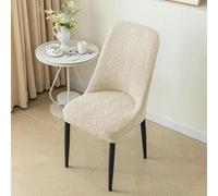 Funda elástica para Silla de Comedor con Respaldo Curvo, Funda de Asiento de Arco elástico de Jacquard, Funda de Taburete antisuciedad Lavable para decoración del hogar, 1 Pieza, Beige, 1 Pieza