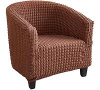 Funda Elástica para Sillón con Jacquard - Cubresillones Universales de 1 Plaza - Funda Transpirable para Sillón Club, Butaca y Cóctel - Fácil Instalación y Lavado(Coffee)