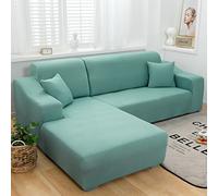 Funda elástica para sofá, 1 pieza, tela SPX antideslizante, se adapta a sofás en forma de L, perfecta para niños y mascotas, 2 plazas, color verde aguamarina, fácil de cuidar y duradera