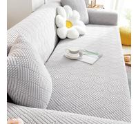 Funda elástica para sofá, antideslizante, suave, protector universal para futón para sofás de 1 y 4 plazas, color gris humo (190 a 230 cm), duradera, fácil de limpiar, protección elegante