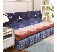 Funda elástica para sofá cama sin brazos con faldón con volantes, funda de punto jacquard para futón, protector de muebles lavable para sofá cama plegable, apto para todas la(Size:M(47- 59)in,Color:B)