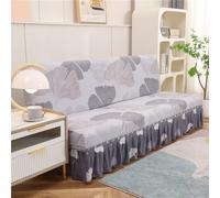 Funda elástica para sofá cama sin brazos con faldón con volantes, funda de punto jacquard para futón, protector de muebles lavable para sofá cama plegable, apto para todas la(Size:XL(75-89)in,Color:L)