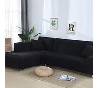 Funda elástica para sofá, color liso, para sillas de esquina, protector de sala de estar, color negro, se adapta a 1 plaza de 90 a 140 cm y fácil de limpiar