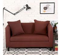 Funda elástica para sofá de 1, 2, 3, 4 plazas, transpirable, para sofá de esquina en forma de L, funda de sofá vintage de colores sólidos, funda protectora antideslizante (café, 1 plaza)