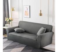 Funda elástica para sofá de 1, 2, 3, 4 plazas, transpirable, para sofá de esquina en forma de L, funda de sofá antideslizante de colores sólidos simples (2 plazas, gris)