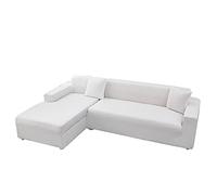 Funda elástica para sofá de 4 plazas, color sólido, para sofá modular, poliéster blanco, para sofás de esquina, fácil de limpiar y mantener