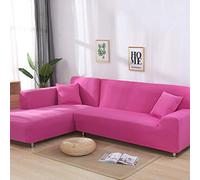 Funda elástica para sofá de esquina y sillón, color rosa, se adapta a 1 y 3 plazas, perfecta para decoración de sala de estar, calidad premium, fácil cuidado