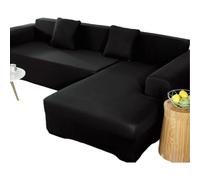 Funda elástica para sofá en forma de L, protector de muebles para sofás de 2/3 plazas, funda negra para sofá de 310 a 380 cm, duradera y elegante para decoración del hogar
