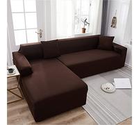Funda elástica para sofá esquinero, funda elástica para chaise longue de 5 plazas, protector de piel, color café profundo, se adapta a 305-360 cm, elegante, fácil de cuidar