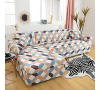 Funda elástica para sofá, funda protectora elástica para sofás, poliéster a cuadros azul y blanco, se adapta a muebles de 2 y 4 plazas, fácil de instalar