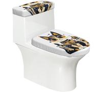 Funda elástica para tapa de inodoro y tapa de inodoro con parte inferior elástica, funda suave para asiento de inodoro, diseño de gato étnico egipcio para decoración del hogar, juego de 2