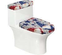 Funda elástica para tapa de inodoro y tapa de tanque de inodoro con parte inferior elástica, funda suave para asiento de inodoro del Día de la Independencia, gnomos y estrellas sobre madera, para