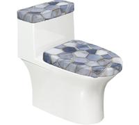 Funda elástica para tapa de inodoro y tapa de tanque de inodoro con parte inferior elástica, funda suave para asiento de inodoro geométrico, azulejos hexagonales de mármol para decoración del hogar