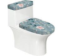 Funda elástica para tapa de inodoro y tapa de tanque de inodoro con parte inferior elástica, funda suave para asiento de inodoro, flores silvestres, plantas botánicas para decoración del hogar, juego