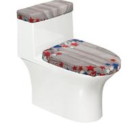 Funda elástica para tapa de inodoro y tapa de tanque de inodoro con parte inferior elástica, funda suave para asiento de inodoro del 4 de julio, bandera de Estados Unidos, estrellas sobre madera, para