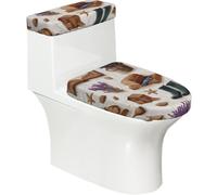 Funda elástica para tapa de inodoro y tapa de tanque de inodoro con parte inferior elástica, funda suave para asiento de inodoro vintage de granja, pan de lavanda para decoración del hogar, juego de 2