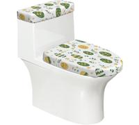 Funda elástica para tapa de inodoro y tapa de tanque de inodoro con parte inferior elástica, funda suave para asiento de inodoro, huevos de Pascua, hojas verdes, plantas para decoración del hogar