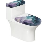 Funda elástica para tapa de inodoro y tapa de tanque de inodoro con parte inferior elástica, funda suave para asiento de inodoro, bosque brumoso, paisaje abstracto, arte de montaña para decoración del