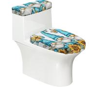 Funda elástica para tapa de inodoro y tapa de tanque de inodoro con parte inferior elástica, funda suave para asiento de inodoro, diseño de girasol, gnomos y mariposas para decoración del hogar, juego