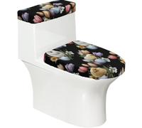 Funda elástica para tapa de inodoro y tapa de tanque de inodoro con parte inferior elástica, funda suave para asiento de inodoro de primavera, Pascua, conejo, pollitos, tulipán, floral, para