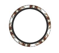 Funda elástica para volante con estampado de jirafa de ciervo de acuarela adecuada para coches, SUV y camiones de 15 pulgadas