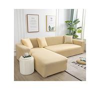 Funda elástica universal para sofá de un solo asiento, color beige y amarillo, poliéster, diseño de 1 pieza, perfecto para decoración del hogar y protección de muebles