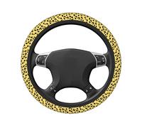 Funda elástica universal para volante de automóvil, con estampado de leopardo negro sobre amarillo, 15 pulgadas, antideslizante, transpirable para SUV, camionetas