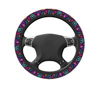 Funda elástica universal para volante de coche con símbolos de paz y flores, 15 pulgadas, antideslizante, transpirable para SUV, camionetas