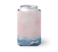 Funda enfriadora de latas de cerveza, acuarela The Sea Soft Pink Can Cover Beer Cooler Soft Insulated Beverage Holder for Party Beach Event Home