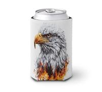 Funda enfriadora de latas de cerveza, águila calva con bandera estadounidense, enfriador de cerveza, soporte de bebidas aislado suave para fiestas, playa, eventos, hogar