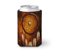 Funda enfriadora de latas de cerveza, atrapasueños tradicional con plumas, cubierta vintage para latas de cerveza, enfriador de cerveza, soporte de bebidas aislado suave para fiestas, playa, eventos