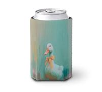Funda enfriadora de latas de cerveza, bonito pato con un gran lazo amarillo, enfriador de cerveza, soporte de bebidas aislado suave para fiestas, playa, eventos, hogar