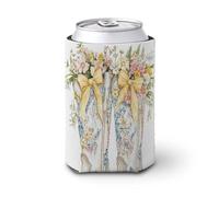 Funda enfriadora de latas de cerveza, botas de vaquera blancas con flores de primavera, enfriador de cerveza, soporte de bebidas aislado suave para fiestas, playa, eventos, hogar