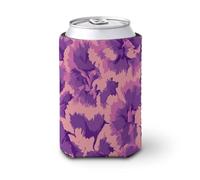 Funda enfriadora de latas de cerveza, color rosa y morado, con diseño de claveles, para fiestas, playa, eventos, hogar