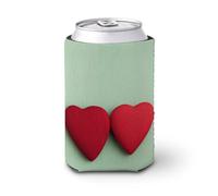 Funda enfriadora de latas de cerveza, corazón rojo sobre verde, enfriador de cerveza, soporte de bebidas aislado suave para fiestas, playa, eventos, hogar