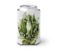 Funda enfriadora de latas de cerveza, corona de lirio de los valles con cinta verde, enfriador de cerveza, soporte de bebidas aislado suave para fiestas, playa, eventos, hogar