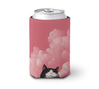 Funda enfriadora de latas de cerveza, cubierta de lata de gato blanco y negro, enfriador de cerveza, soporte de bebidas aislado suave para fiestas, playa, eventos, hogar