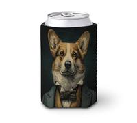 Funda enfriadora de latas de cerveza, diseño de animales victorianos antiguos Corgi Gentleman Can Cover Beer Cooler Soft Insulated Beverage Holder for Party Beach Event Home