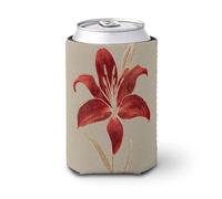Funda enfriadora de latas de cerveza, diseño de lirio de flores rojas, enfriador de cerveza, soporte de bebidas aislado suave para fiestas, playa, eventos, hogar